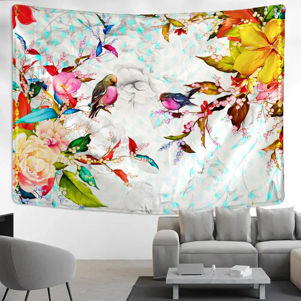 Botanical flying bird wall hanging for living room decor