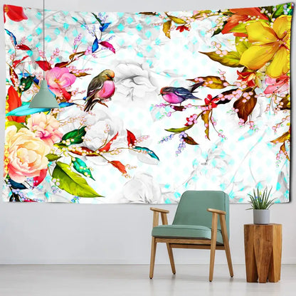Botanical flying bird wall hanging for living room decor
