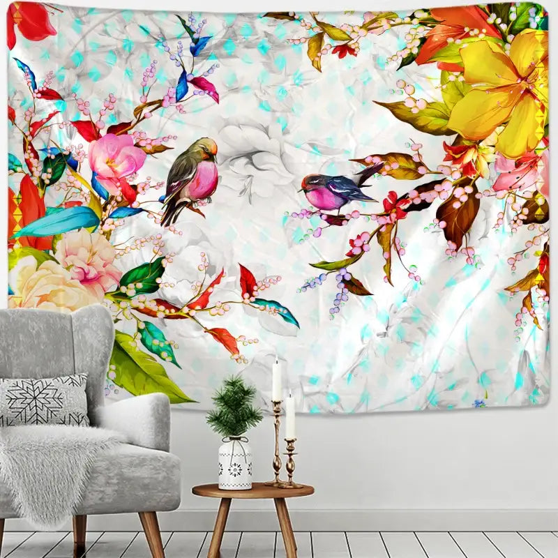 Botanical flying bird wall hanging for living room decor