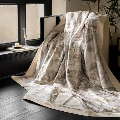 Botanical ivory eucalyptus fiber flowers quilt set bedroom bedspread