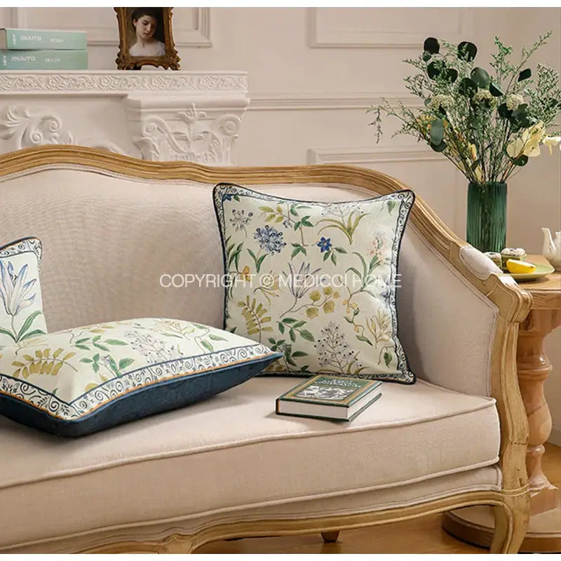 Botanical leaf watercolor linen lumbar pillowcase bedroom decor