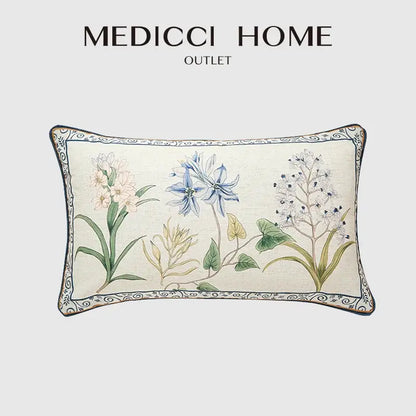Botanical leaf watercolor linen lumbar pillowcase bedroom decor