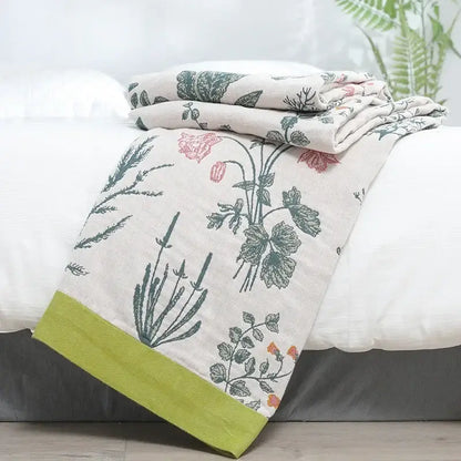 Botanical off-white cotton leisure blanket bedroom bedspread