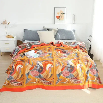 Botanical off-white cotton leisure blanket bedroom bedspread
