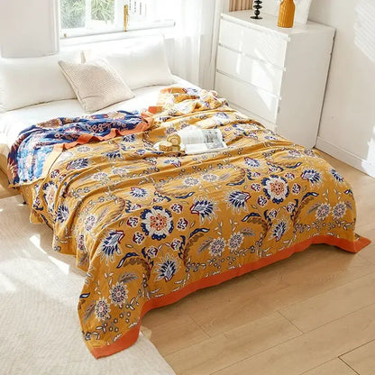 Botanical off-white cotton leisure blanket bedroom bedspread
