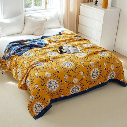 Botanical off-white cotton leisure blanket bedroom bedspread