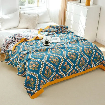 Botanical off-white cotton leisure blanket bedroom bedspread