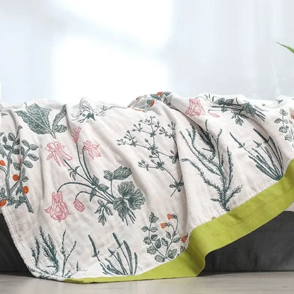 Botanical off-white cotton leisure blanket bedroom bedspread