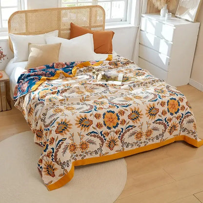Botanical off-white cotton leisure blanket bedroom bedspread