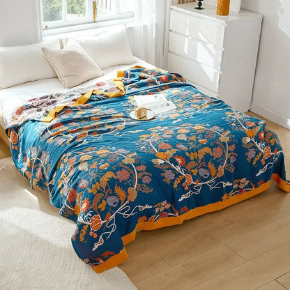 Botanical off-white cotton leisure blanket bedroom bedspread