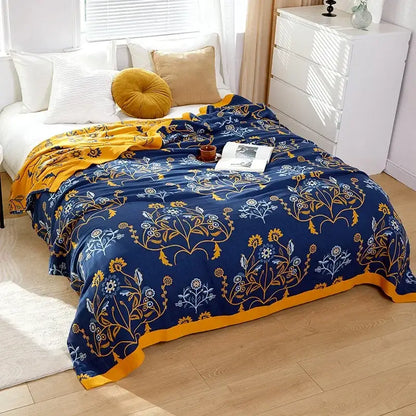 Botanical off-white cotton leisure blanket bedroom bedspread