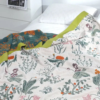 Botanical off-white cotton leisure blanket bedroom bedspread