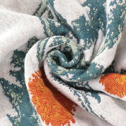 Botanical off-white cotton leisure blanket bedroom bedspread