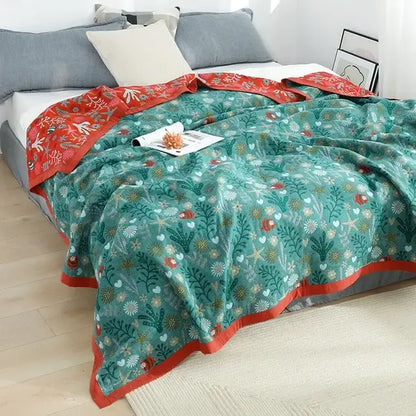 Botanical off-white cotton leisure blanket bedroom bedspread