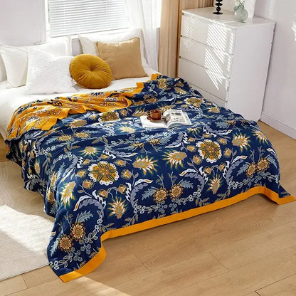 Botanical off-white cotton leisure blanket bedroom bedspread