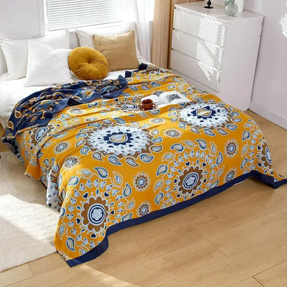 Botanical off-white cotton leisure blanket bedroom bedspread