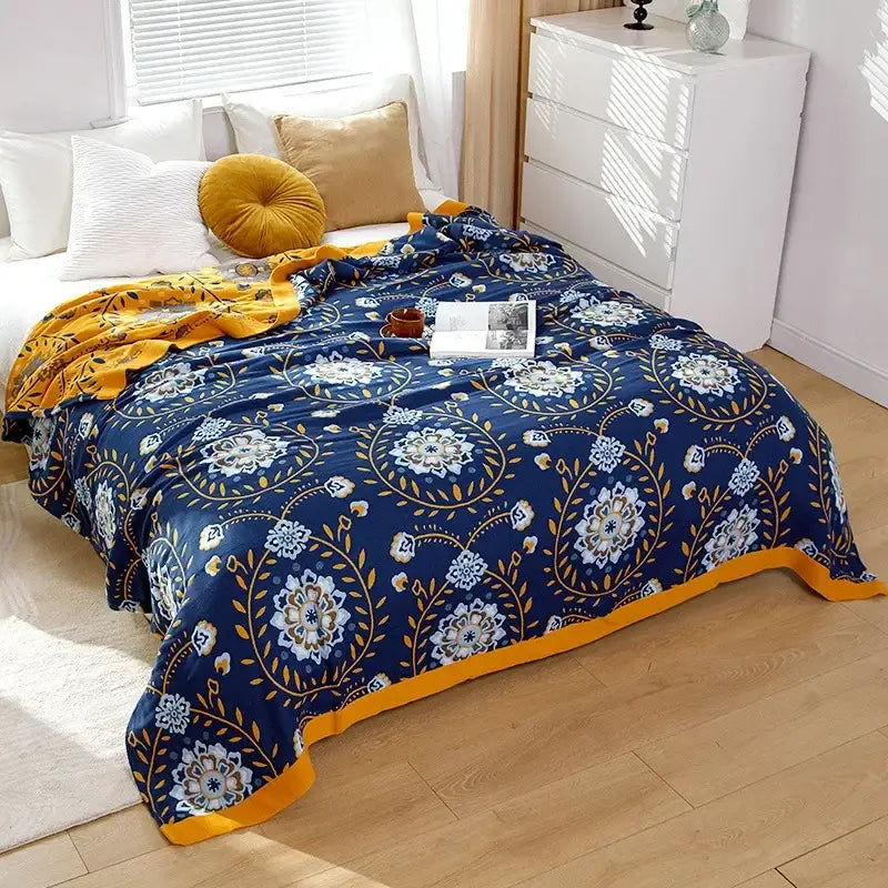 Botanical off-white cotton leisure blanket bedroom bedspread