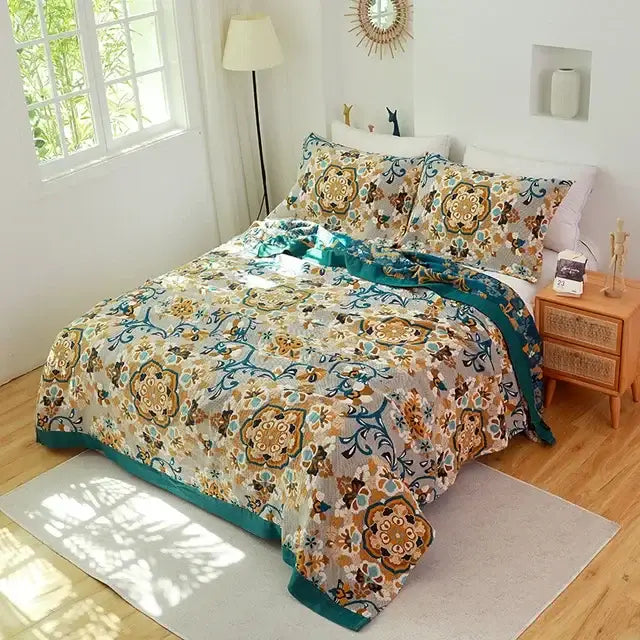 Botanical off-white cotton leisure blanket bedroom bedspread