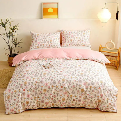 Botanical yellow & white floral duvet cover set bedroom bedding