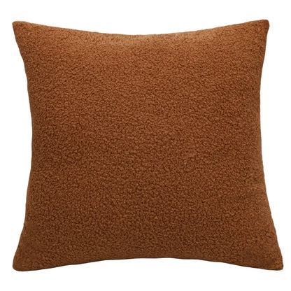 Boucle teddy rust slate and cream throw pillows living room set