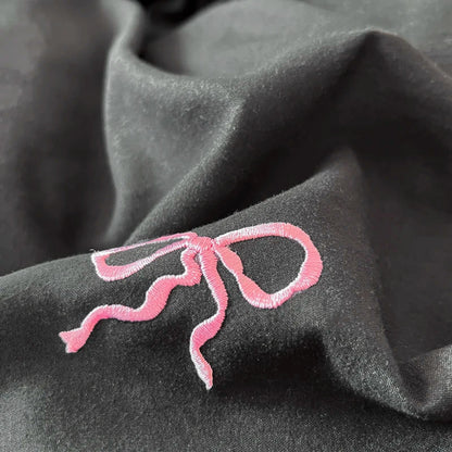 DecorBites™ Bow Embroidery Bedding Set with Ruffles