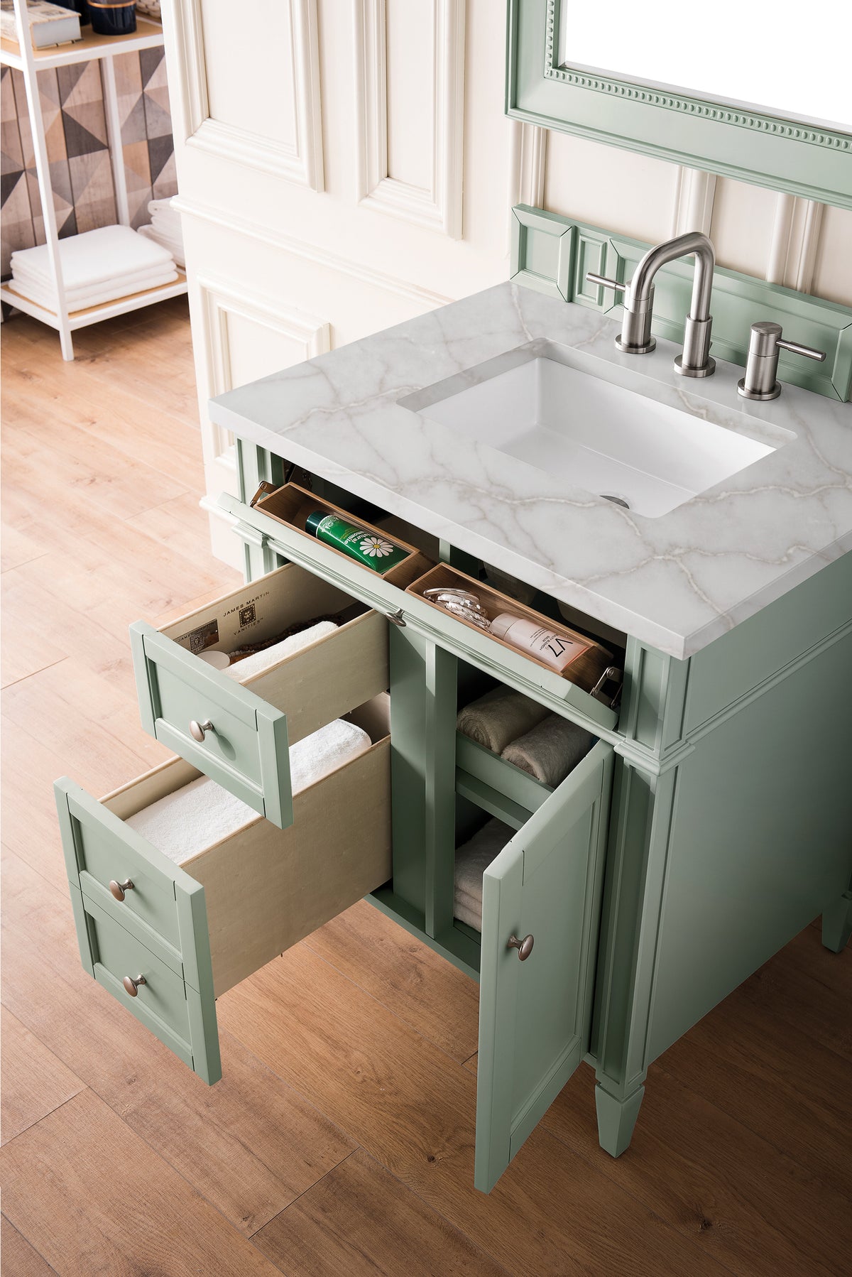 James Martin Brittany 30" Single Bathroom Vanity, Sage Green