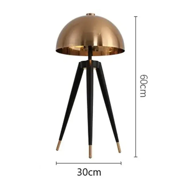 Brass and black coyote gold tripod floor lamp for living room