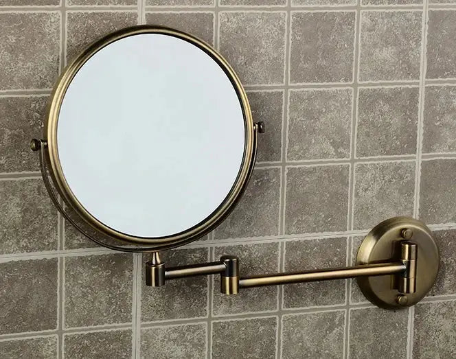 Brass bronze folding makeup mirror bedroom wall magnifying circle