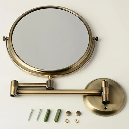 Brass bronze folding makeup mirror bedroom wall magnifying circle
