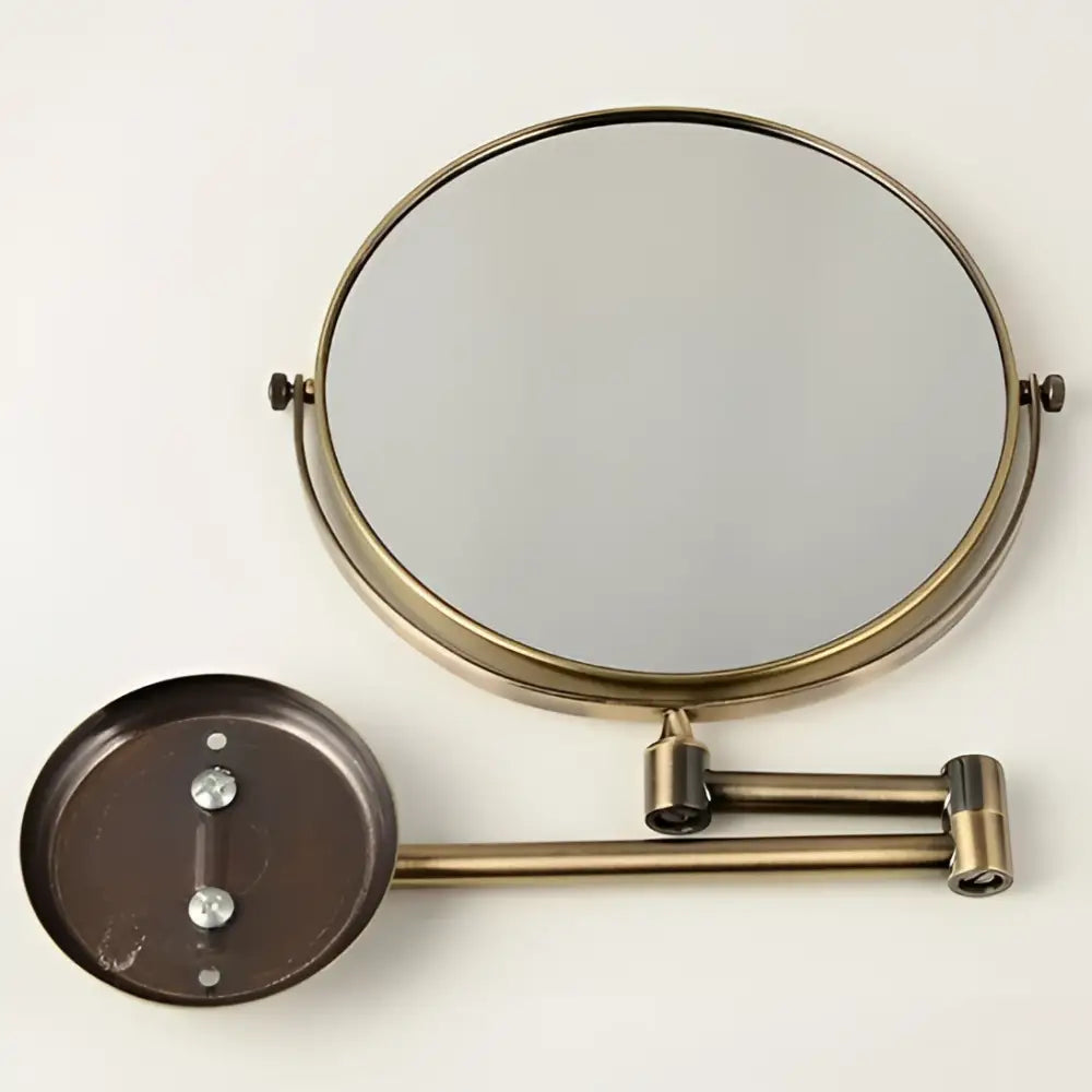 Brass bronze folding makeup mirror bedroom wall magnifying circle