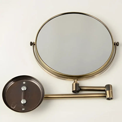 Brass bronze folding makeup mirror bedroom wall magnifying circle