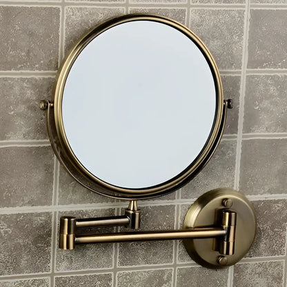 Brass bronze folding makeup mirror bedroom wall magnifying circle