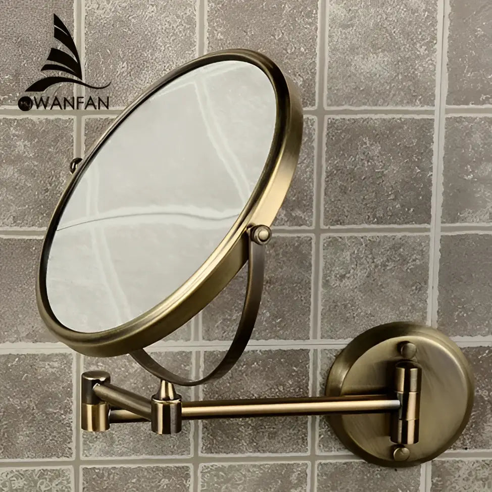 Brass bronze folding makeup mirror bedroom wall magnifying circle