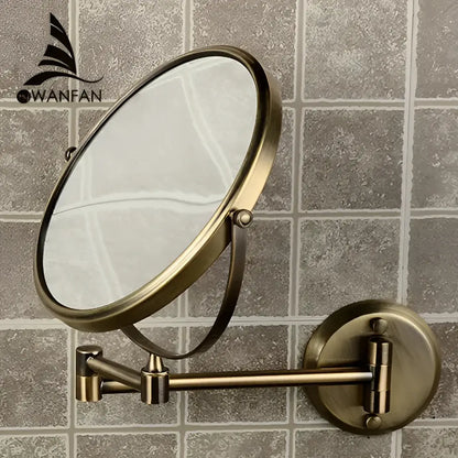 Brass bronze folding makeup mirror bedroom wall magnifying circle