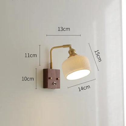 Brass ceramic ball led wall light with yellow globe for living room