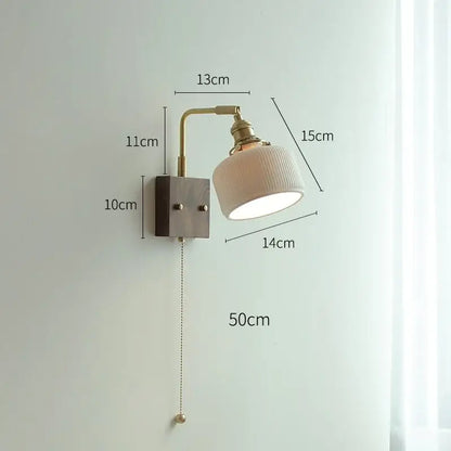 Brass ceramic ball led wall light with yellow globe for living room