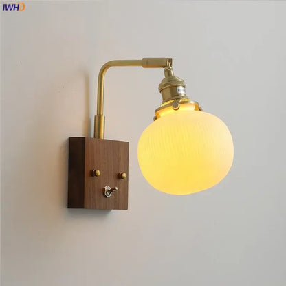 Brass ceramic ball led wall light with yellow globe for living room