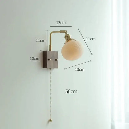 Brass ceramic ball led wall light with yellow globe for living room