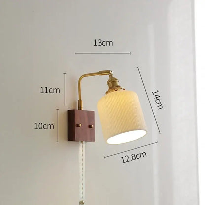 Brass ceramic ball led wall light with yellow globe for living room