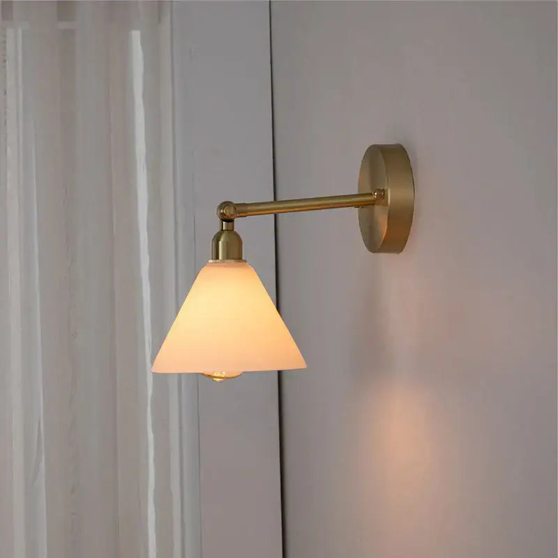 Brass brass clear glass wall lights bedroom reading lamp with pull chain