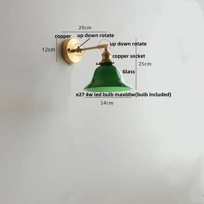 Brass brass clear glass wall lights bedroom reading lamp with pull chain
