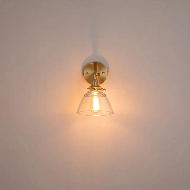 Brass brass clear glass wall lights bedroom reading lamp with pull chain