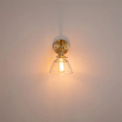 Brass brass clear glass wall lights bedroom reading lamp with pull chain