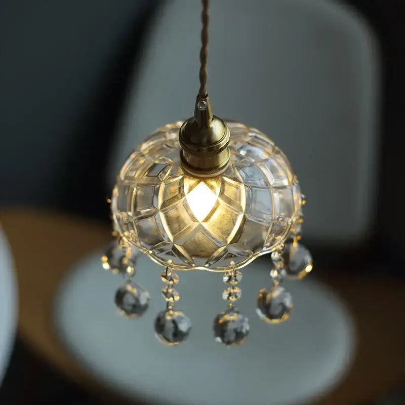 Brass crystal clear glass led pendant lights dining room