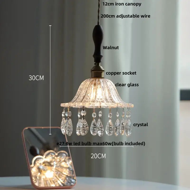 Brass crystal clear glass led pendant lights dining room