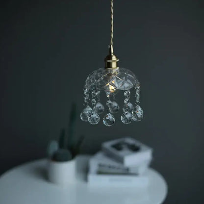 Brass crystal clear glass led pendant lights dining room