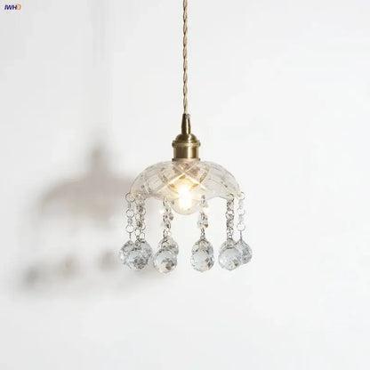 Brass crystal clear glass led pendant lights dining room