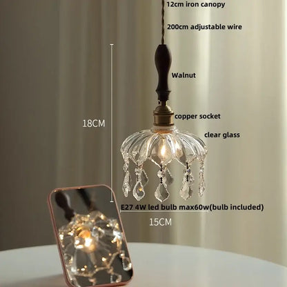 Brass crystal clear glass led pendant lights dining room