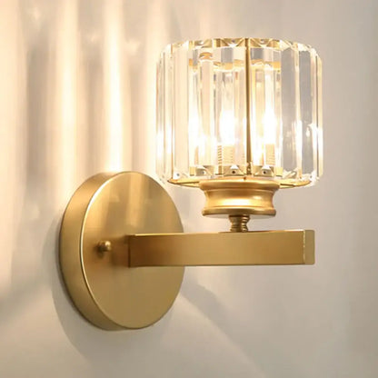 Brass brass crystal glass wall sconce bedroom lighting