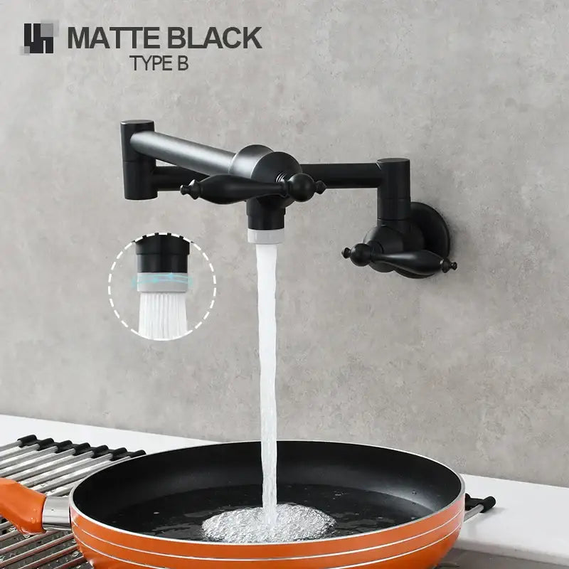 Brass double joint telescopic kitchen faucet with two spray modes